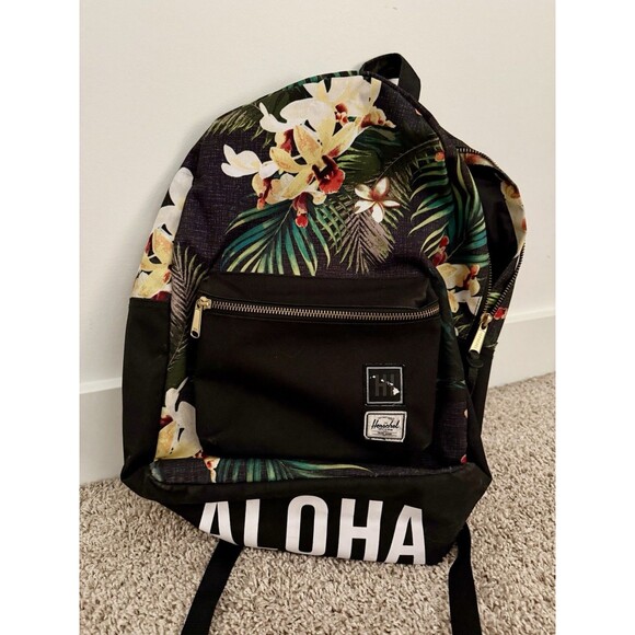 Black Hawaii Herschel Supply Co. Settlement Backpack Floral Aloha 15” Laptop - Picture 1 of 9